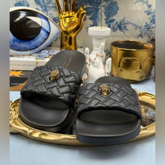 🆕 KURT GEIGER LONDON 🧿 NWOT Meena Eagle Slide, Quilted Black - Sz EU 41 US 10 - Picture 12 of 15